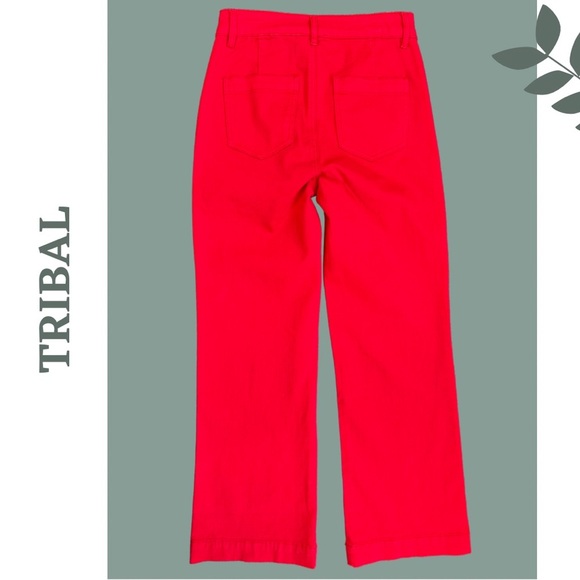 Tribal Jeans Poppy Red Wide Leg Pant 5 Pocket Size 14 - Picture 4 of 9